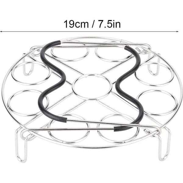 Eggdamperstativ, eggholder for hardkokte egg, eggkokestativ med varmebestandige silikonhåndtak, dampbrett i rustfritt stål for egg