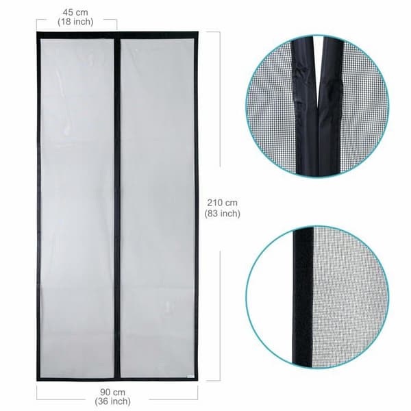 Magnetisk myggenet til døre 90×210 cm – ultra-resistent net, magnetisk lukning, sort