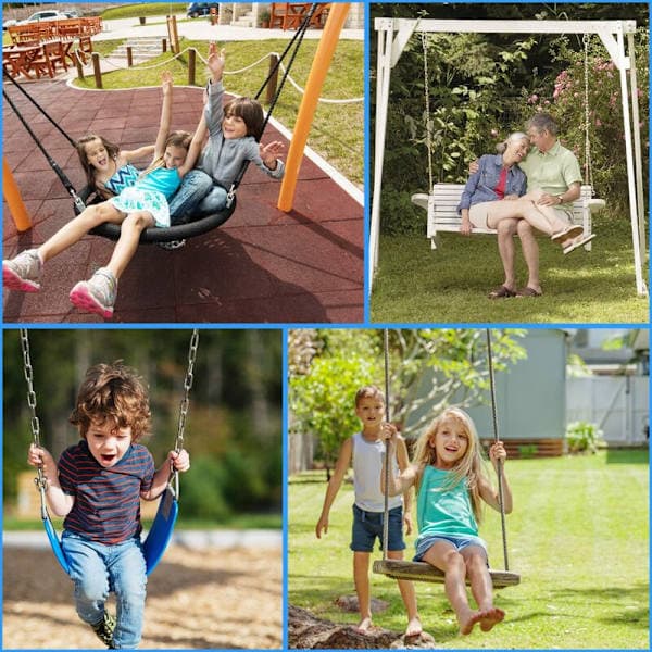 4 st Trägunga Hängremmar Kit med 4 D-ringar för Trädgård/Gunga/Trädgunga/Hängmattor