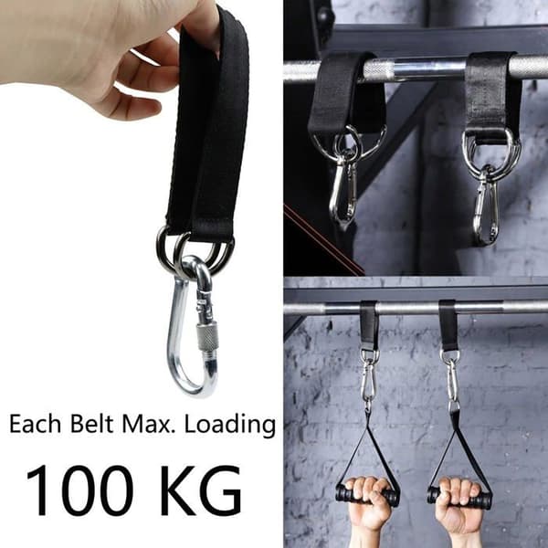 Kit med 2 trädgungsremmar, 25 cm - nylon & stålkarbinhakar, 100 kg