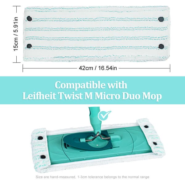 Erstatningsmoppehoveder, mikrofibermoppehoveder til Leifheit Clean Twist M Micro Duo mopperefilhoveder, 3 stk.