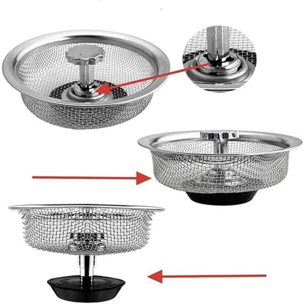2-delt sil til vask - Rustfritt stål - Justerbar gummipropp - Ø 8,3 cm