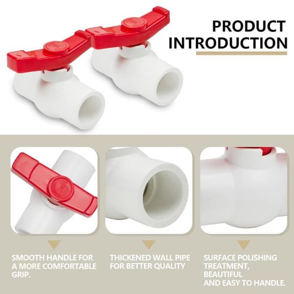 Sett med 6 PVC 32mm kuleventiler - vanntett stengeventil for rørleggerarbeid og vanning