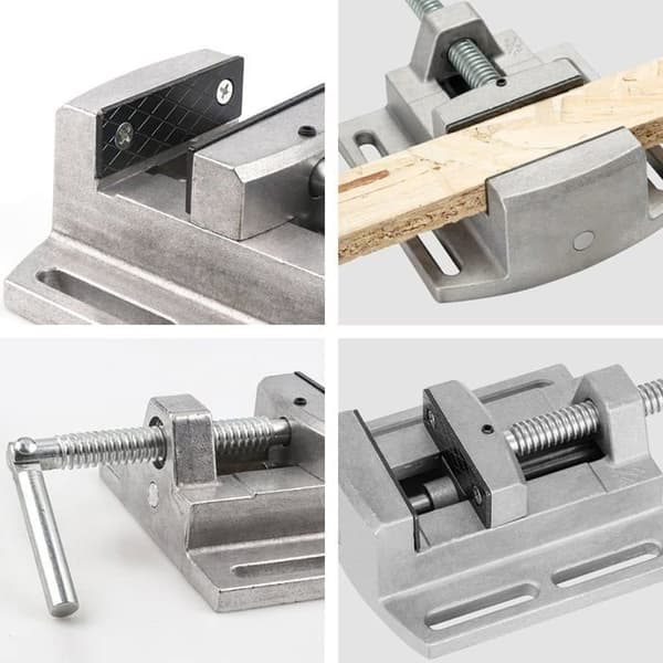 Borepresse skrustikke, benkskrustikke - 2,5\" (70 mm) åpning - aluminiumslegering - doble føringsskinner