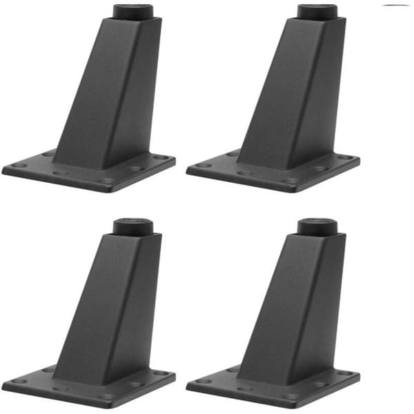 Sæt med 4 sorte møbelben i aluminiumslegering, justerbare - sofaunderstøttelse, 25 kg/ben