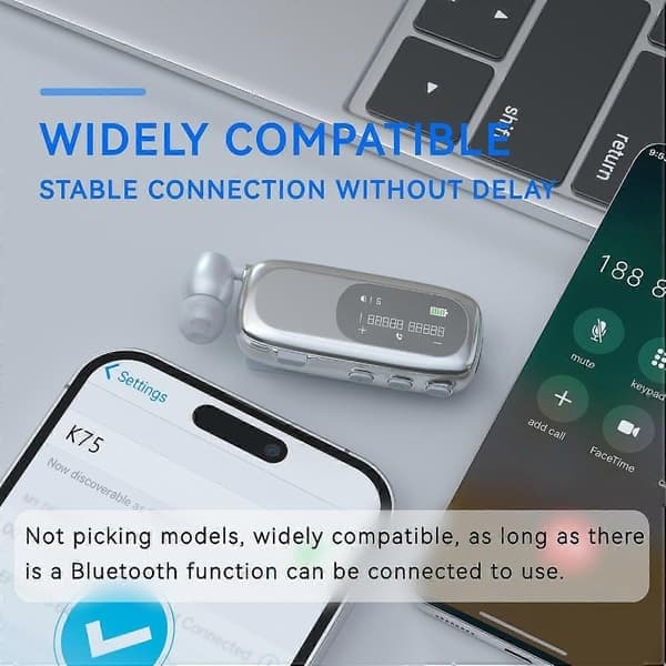 Typ D K75 LCD-skärm Business Bluetooth-headset Brusreducerande hörlurar med vibrationsvarning