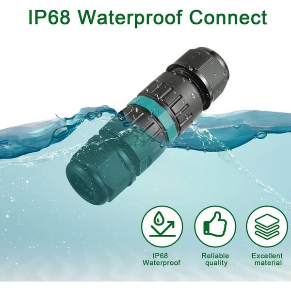 IP68 Vanntett 3-polet elektrisk kobling, kabeldiameter 5-12 mm (4 stk)