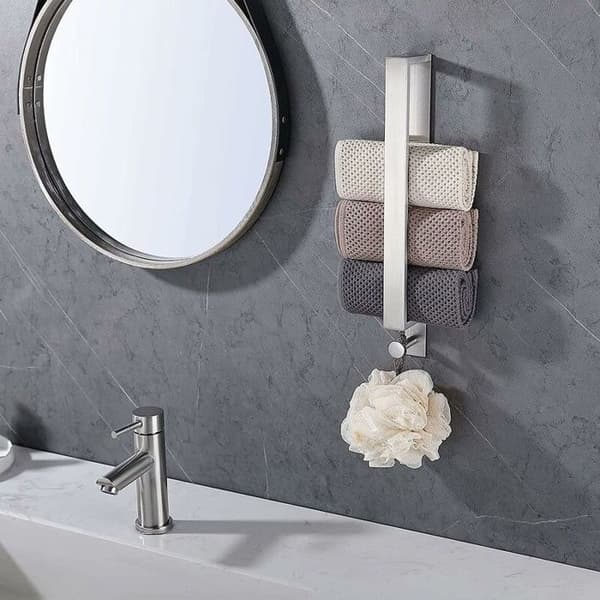 40 cm badehåndklestativ - SUS304 rustfritt stål - Selvklebende, ingen boring nødvendig - Børstet finish