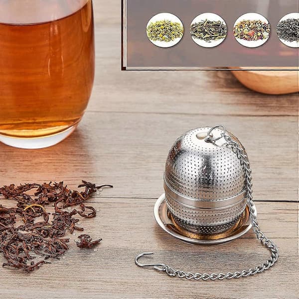 Te-infusionsenhed, te- og urte-kuglesi i rustfrit stål, te-kuglesier med drypbakker