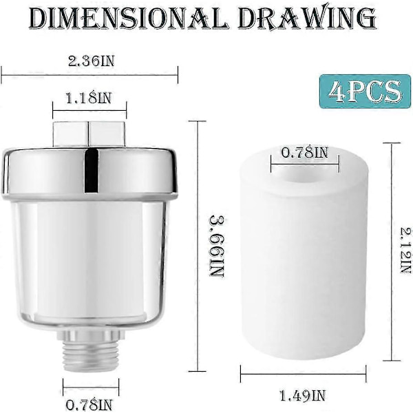 Duschfilter, duschfilter, duschhuvud vattenfilter med 5 filterelement (duschfilter)