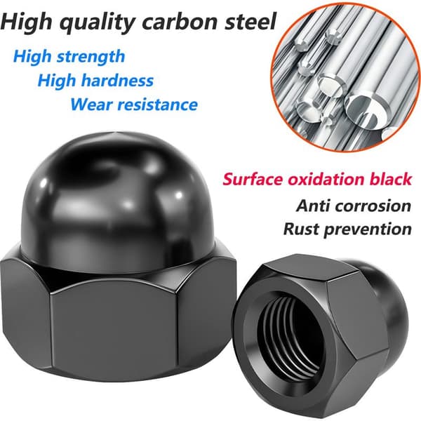20 kpl sokkomuttereita, M6 hiiliteräs sokkomutterit, suojamutterit, ruuveille, kierrepulteille