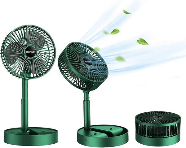 Bordventilator, bærbar ventilator USB genopladelig støjsvag ventilator Sammenklappelig ventilator 3 tilstande Justerbar hastighed Bordventilator