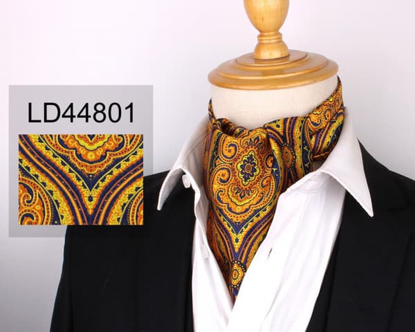 Menn Ascot Cravat Slips Paisley Jacquard Silkevevd Blomsterhalsslips, LD44801 A108-405