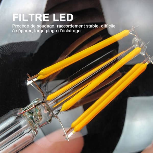 Förpackning med 4 Edison G95 E27 6W 600 lm 2200K LED-lampor i bärnstensfärgat glas - Varmvit, Ej dimbar