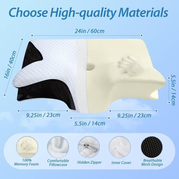 Ortopedisk Nackkudde Memory Foam Sovkudde för Nack- och Ryggsmärta svart black