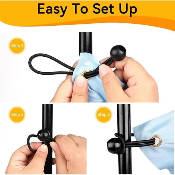 Pakke med 20 elastiske bungee-snore, 150 mm fleksibel kugle holdbar til bannere, presenninger, camping, telte (sort)