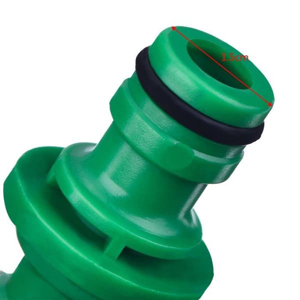 Dubbel hankoppling för slang, dubbelnippel 5×1.6 (grön) - 6-pack - Ø16 mm - robust plast