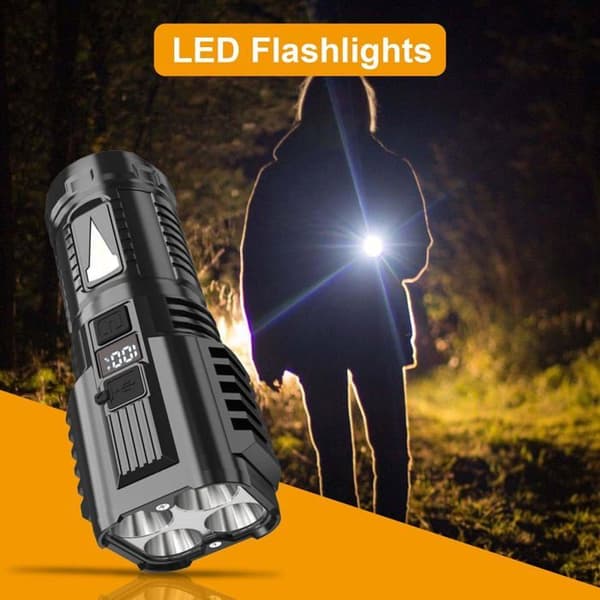USB-ladattava LED-taskulamppu 4 tilalla – kompakti ABS, tehokas pitkän kantaman valaistus