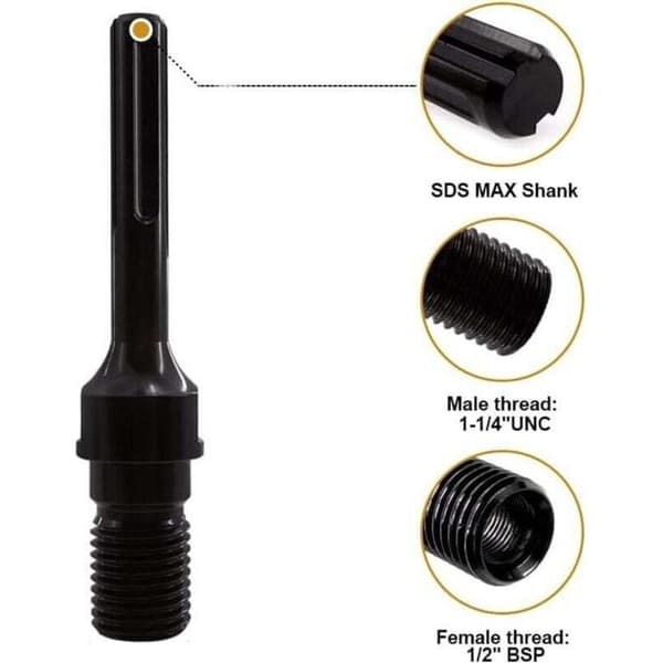 SDS MAX-adapter för 1 1/4\" UNC diamantkärnborr, adapter för 190 mm kärnborr