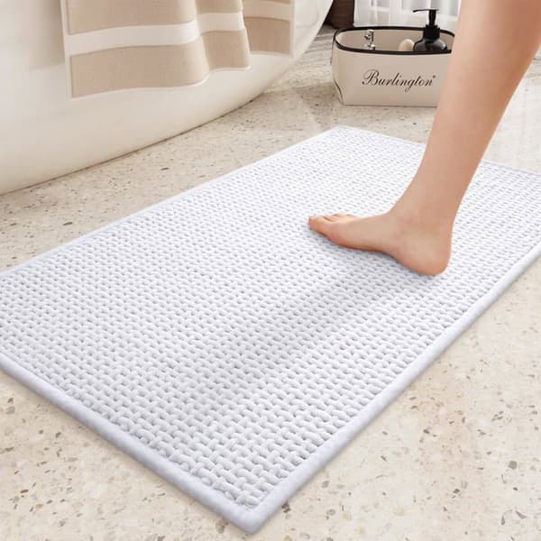 Skridsikker bademåtte 40 x 60 cm - absorberende hvid chenille, vaskbar, hurtigtørrende