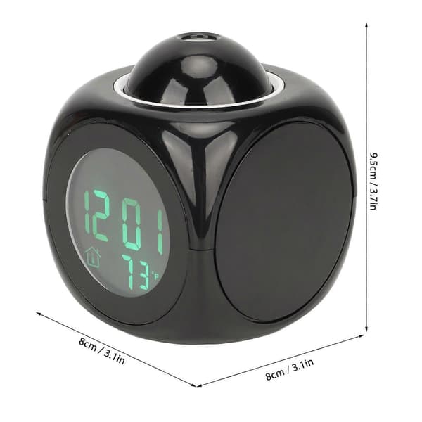Projektionsur LED-display Projektionsvækkeur Mini stemmetidsindstilling Digitalt urprojektor med USB-kabel sort
