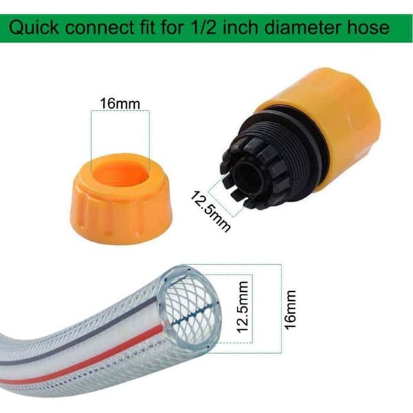 16 mm (1/2 tum) trädgårdsslangkoppling - 10-pack - Robust plast - Snabbkoppling med dubbla utlopp