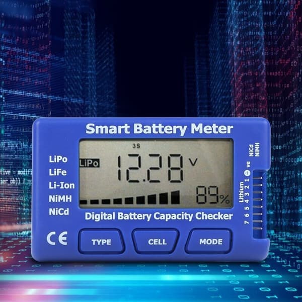 5-i-1 Smart Digital Batterimåler, Batterikapacitetstester med LCD-skærm