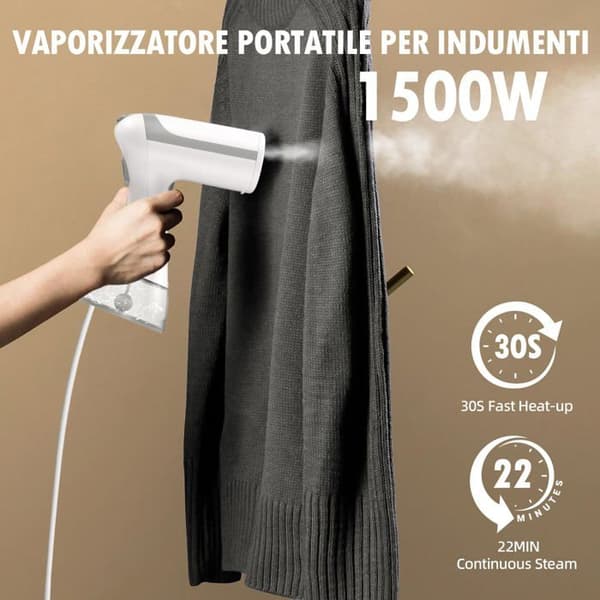 Tøjdamper Model 1500W - 300ml - Klar på 30 sekunder