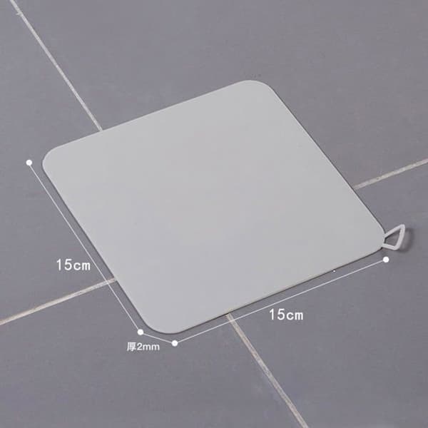 Grå silikon gulvavløpsplugg 15 x 15 cm – vanntett, luktsikker, sklisikker