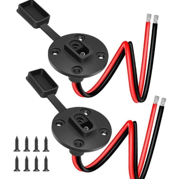 2-pack SAE sidoväggskablar 12 AWG 1,3 FT/40 cm - Väderbeständig SAE snabbkoppling för solpanel med 8 skruvar (SAE-Blanker wire)