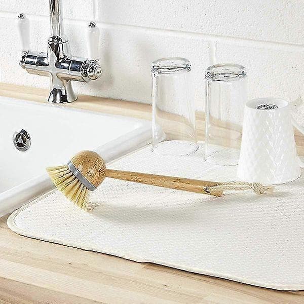 Diskborste med naturlig bambufinish, klassisk retrostil, natur & grå