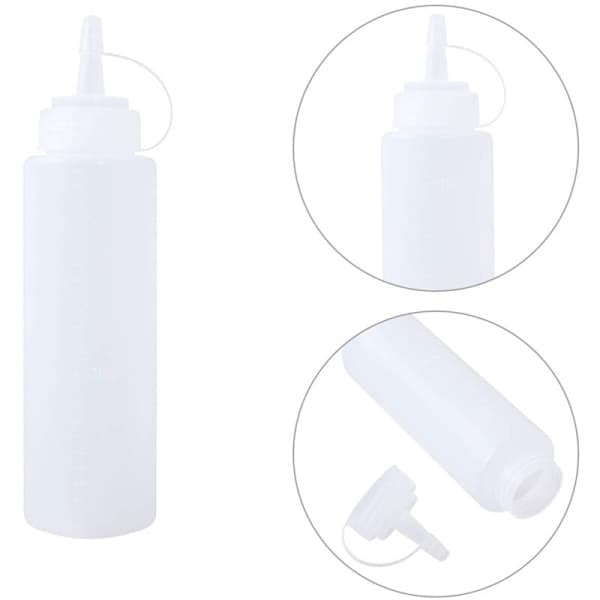 (6-pack) 250 ml plastflaskor med trycklock - Perfekta mätflaskor och såsdispensrar för ketchup, majonnäs, BBQ-sås - Transparenta