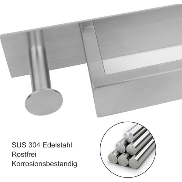 40 cm badehåndklestativ - SUS304 rustfritt stål - Selvklebende, ingen boring nødvendig - Børstet finish