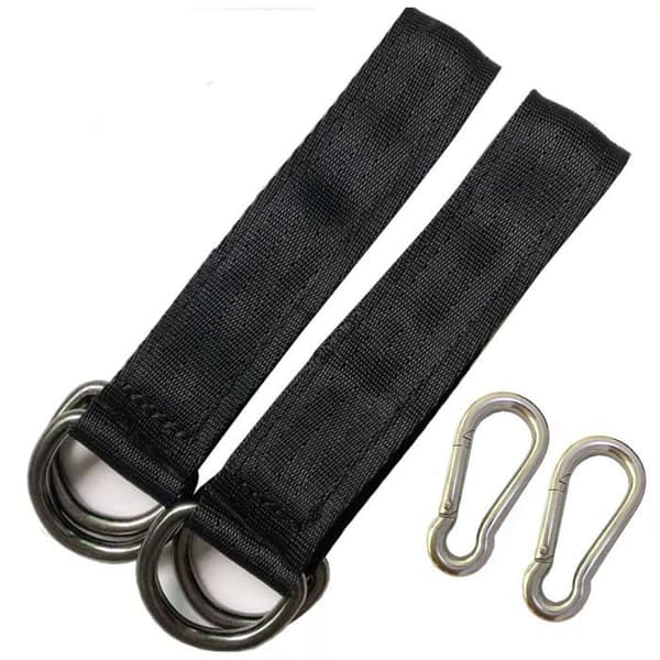 Kit med 2 trädgungsremmar, 25 cm - nylon & stålkarbinhakar, 100 kg