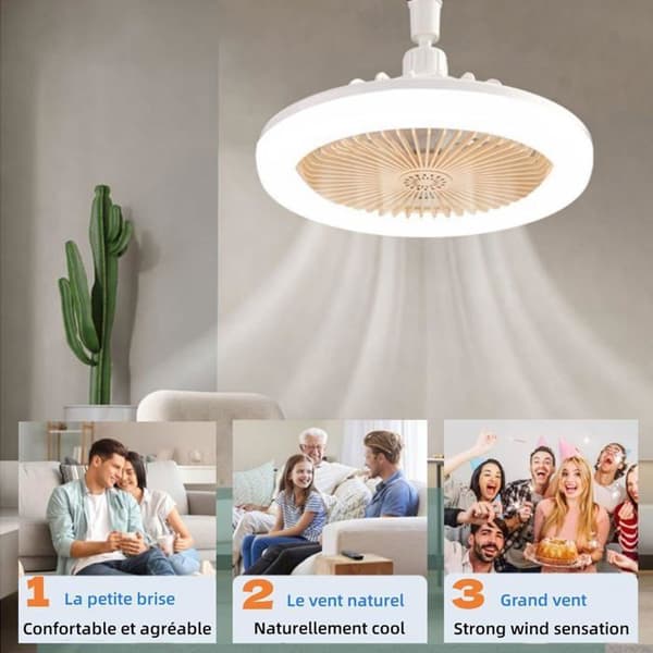 Stillegående 3-trinns LED takvifte med lys og fjernkontroll – hvit