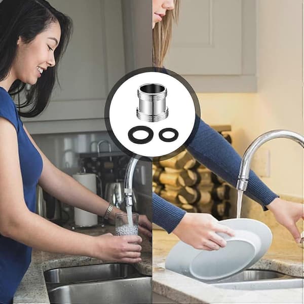 2 stk. 22/24 mm han til han vandhaneadapter, 22 mm han til han NPT-gevind, egnet til køkkenluftfilter vandfilter