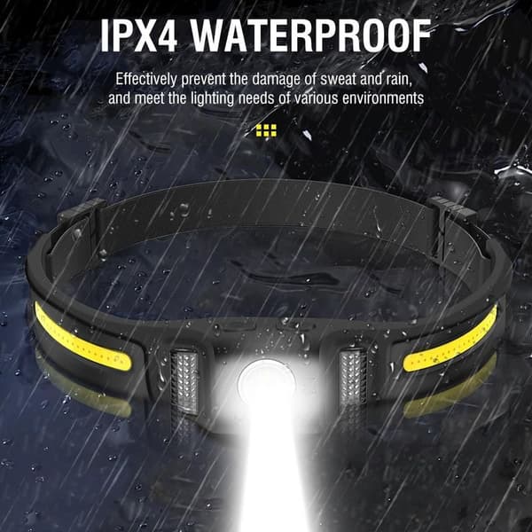 GT30 Oppladbar LED Hodelykt 650LM med Rødt Lys, Bevegelsessensor - 10 Lysmoduser, Ultrakraftig 270° COB Hodelykt, USB-C IPX4 Hodelykt