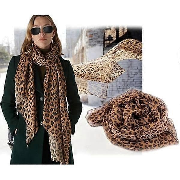 Trykt silketørklæde til kvinder, tørklæde med leopardprint og solbeskyttelse, solbeskyttelse til rejser