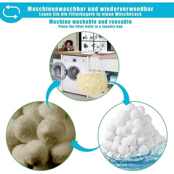 800g bassengfilterkuler - erstatter 28,6 kg sand, vaskbare og gjenbrukbare