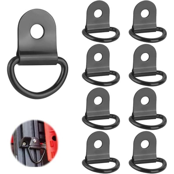Set med 8 D-ringar - Järn - För släpvagnar - Maxlast: 30 kg per ring - För släpvagnar och lastbilar