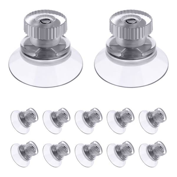 12-pack inskruvbara sugproppar, 25 mm - Transparent - Räfflad mutter - Stark vidhäftning