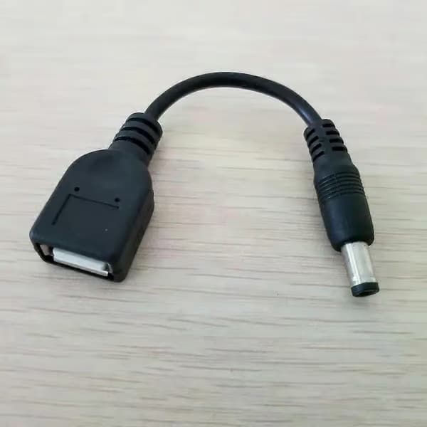 DC 55mm x 21mm haneadapter till USB typ A honförlängningskabel strömkabel 12cm