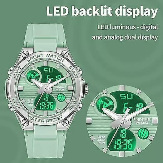 Damklocka med silikonarmband, 5 ATM vattentät digitalklocka