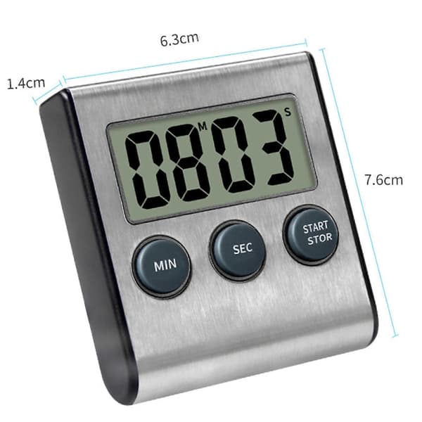Kjøkkentimer, Digital Kjøkkentimer, Høy Alarm Rustfritt Stål Timer for Matlaging, Baking