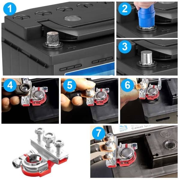 12V Batteripolstik, 3-vejs Fritidsbatteri Top-Off Stik, Batteriafbryder (1 par)