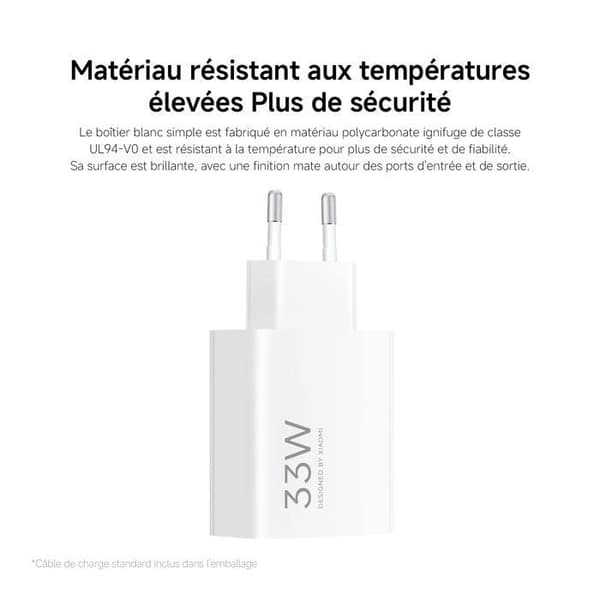 Xiaomi 33W hurtiglader ladekombinasjon Type A hvit