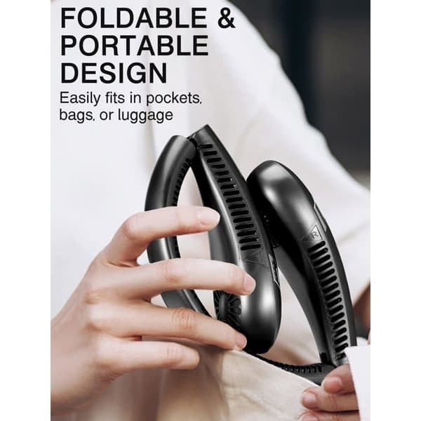 Genopladelig USB Halsventilator - 5000mAh - Moderne Sort - Bærbar