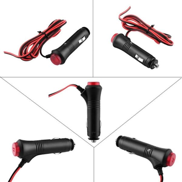 12V-24V cigarettænderstikadapter - Afbryderknap - Rød LED-indikator - 1,5m kabel