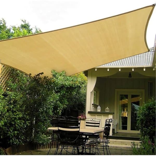 3x5m HDPE-varjoverkko, 75-90% UV-kestävä, beige - Ulkovarjopurje