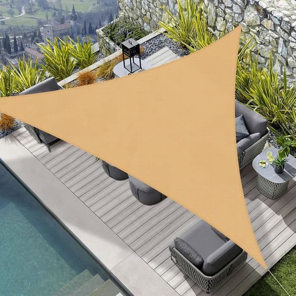 Trekantet solseil 2x2x2 m vanntett polyester – UV-beskyttelse, sandfarge